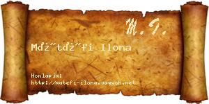 Mátéfi Ilona névjegykártya